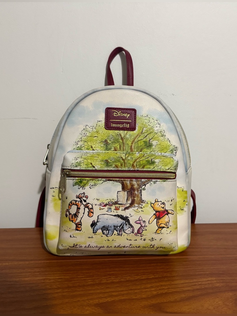Loungefly Winnie the Pooh Tree Scene Mini Backpack - White, Green, Burgundy